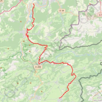 Itinéraire 2j Mandeurre Damprichard, distance, dénivelé, altitude, carte, profil, trace GPS