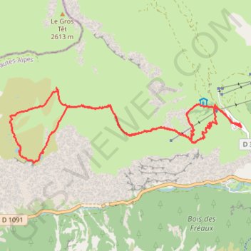 Itinéraire A pied Le Chazelet, le plateau d'Emparis, les lacs Lérié et Noir, distance, dénivelé, altitude, carte, profil, trace GPS