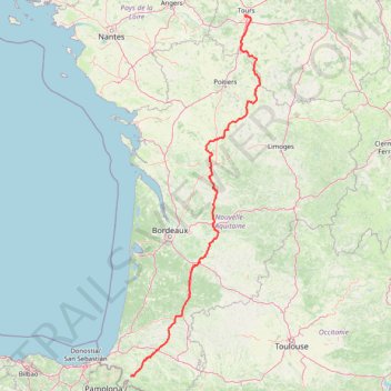 Itinéraire Tours - Le Vigeant - Saint Jean Pied de Port, distance, dénivelé, altitude, carte, profil, trace GPS