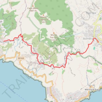 Itinéraire Sentiero degli dei da Bomerano a Nocelle, distance, dénivelé, altitude, carte, profil, trace GPS