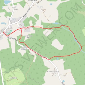 Itinéraire Boucle-de-Bosset-INSEE-24051, distance, dénivelé, altitude, carte, profil, trace GPS