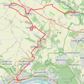 Itinéraire Un tour dans le Vexin, distance, dénivelé, altitude, carte, profil, trace GPS