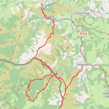 Itinéraire Hirukasko au départ de Bidarray, distance, dénivelé, altitude, carte, profil, trace GPS