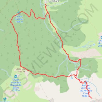 Itinéraire Du refuge de l'Oule à la Croix du Léat depuis Gleyzin, distance, dénivelé, altitude, carte, profil, trace GPS