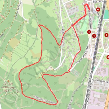 Itinéraire Parcours de santé - Albigny, distance, dénivelé, altitude, carte, profil, trace GPS
