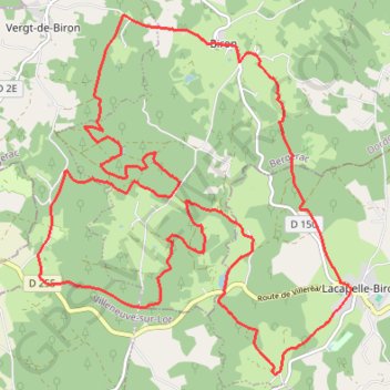 Itinéraire La forêt de Biron, distance, dénivelé, altitude, carte, profil, trace GPS