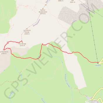 Itinéraire Le Roc Rouge depuis le Col de la Madeleine, distance, dénivelé, altitude, carte, profil, trace GPS