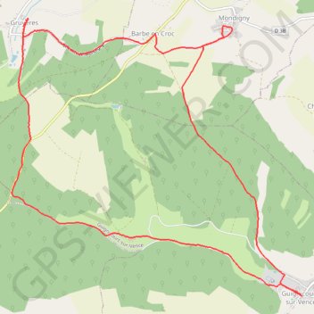 Itinéraire De Guignicourt sur Vence à Gruyères par Mondigny, distance, dénivelé, altitude, carte, profil, trace GPS