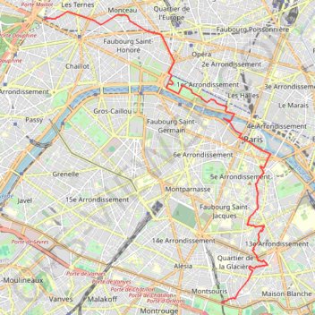 Itinéraire Paris Cité U - Porte Maillot, distance, dénivelé, altitude, carte, profil, trace GPS