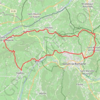 Itinéraire Circuit VTT Saint-Roman-de-Malegarde, Vaison-la-Romaine, distance, dénivelé, altitude, carte, profil, trace GPS