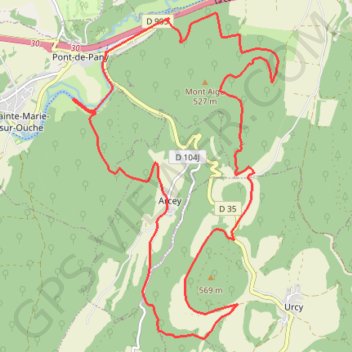 Itinéraire Belvédères sur la vallée de l'Ouche - Pont-de-Pany, distance, dénivelé, altitude, carte, profil, trace GPS