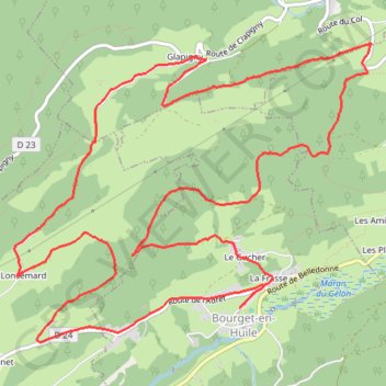 Itinéraire Circuit Les Granges, distance, dénivelé, altitude, carte, profil, trace GPS