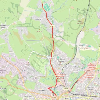 Itinéraire Piste entre la Gineste et le parc de Vabre, distance, dénivelé, altitude, carte, profil, trace GPS