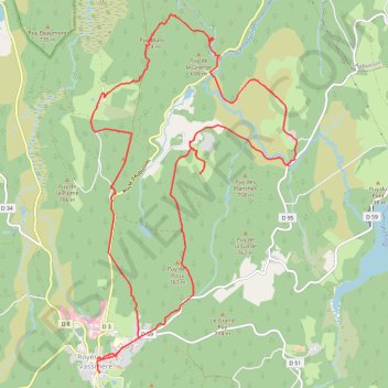 Itinéraire Royère de Vassivière, la rigole du Diable, distance, dénivelé, altitude, carte, profil, trace GPS