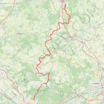 Itinéraire GR36 De Saint Mars-d'Outillé (Sarthe) à Brain-sur-Allonnes (Maine-et-Loire), distance, dénivelé, altitude, carte, profil, trace GPS