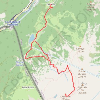 Itinéraire L'Arolette, distance, dénivelé, altitude, carte, profil, trace GPS