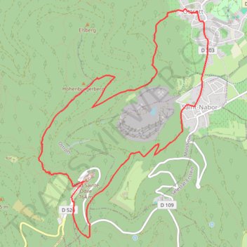 Itinéraire Le Mont Sainte-Odile depuis Ottrott, distance, dénivelé, altitude, carte, profil, trace GPS