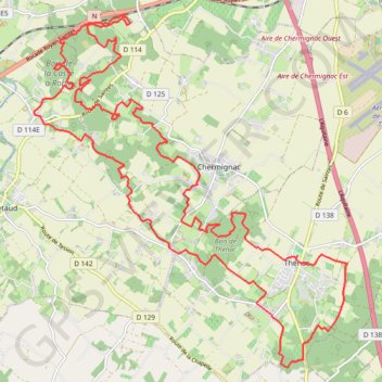 Itinéraire Thénac 33 kms, distance, dénivelé, altitude, carte, profil, trace GPS