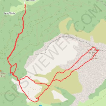 Itinéraire Montagne de Sous-Dine, distance, dénivelé, altitude, carte, profil, trace GPS
