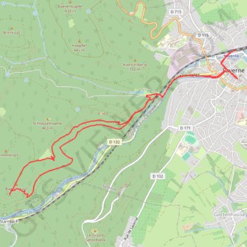 Itinéraire Saverne - Rappenfels - Grotte-Saint-Vit, distance, dénivelé, altitude, carte, profil, trace GPS