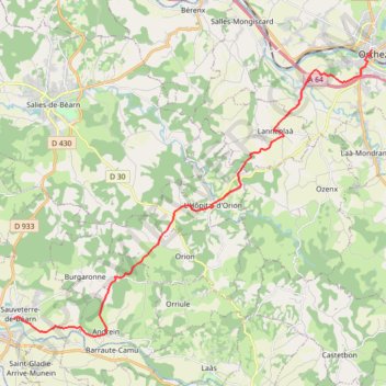 Itinéraire ORTHEZ - SAUVETERRE DE BEARN, distance, dénivelé, altitude, carte, profil, trace GPS