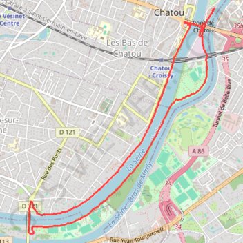Itinéraire De Croissy-sur-Seine à Chatou, distance, dénivelé, altitude, carte, profil, trace GPS