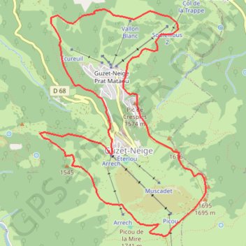 Itinéraire Le belvédère de Guzet par le Picou de la Mire, distance, dénivelé, altitude, carte, profil, trace GPS