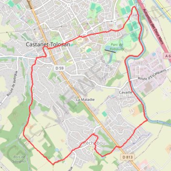 Itinéraire Pechabou, distance, dénivelé, altitude, carte, profil, trace GPS