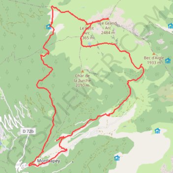 Itinéraire Grand Arc, distance, dénivelé, altitude, carte, profil, trace GPS