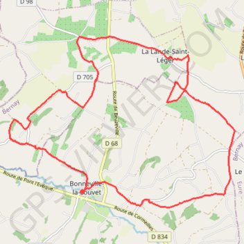 Itinéraire Autour de Bonneville-la-Louvet, distance, dénivelé, altitude, carte, profil, trace GPS