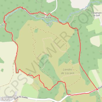 Itinéraire Les Landes de Locarn, distance, dénivelé, altitude, carte, profil, trace GPS