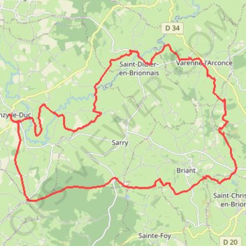 Itinéraire Rando des amis du foot - Anzy-le-Duc, distance, dénivelé, altitude, carte, profil, trace GPS