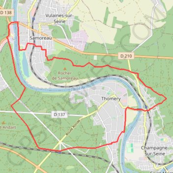 Itinéraire Gare de Thomery, distance, dénivelé, altitude, carte, profil, trace GPS