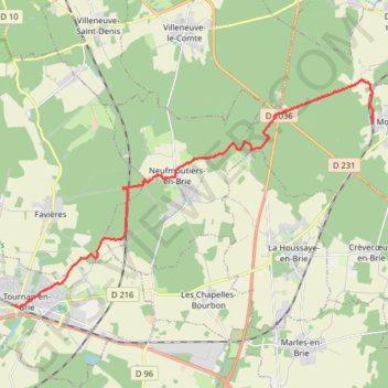 Itinéraire Mortcerf à Tournan-en-Brie, distance, dénivelé, altitude, carte, profil, trace GPS