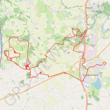Itinéraire Circuit VTT Bain de Bretagne, distance, dénivelé, altitude, carte, profil, trace GPS