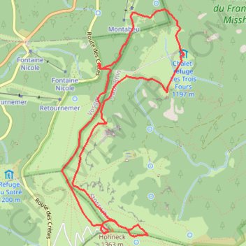 Itinéraire Randonnée raquettes hohneck, distance, dénivelé, altitude, carte, profil, trace GPS
