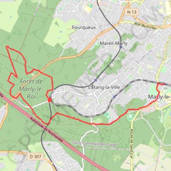 Itinéraire En forêt de Marly - Marly-Le-Roi, distance, dénivelé, altitude, carte, profil, trace GPS