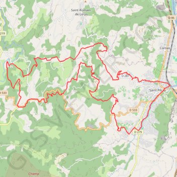 Itinéraire Saint Peray, distance, dénivelé, altitude, carte, profil, trace GPS