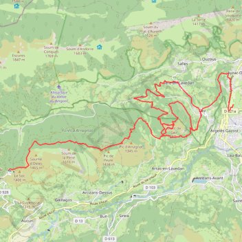 Itinéraire De Couraduque à Argelès-Gazost - 23611 - UtagawaVTT.com, distance, dénivelé, altitude, carte, profil, trace GPS