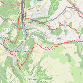 Itinéraire Kirsch-les-Sierck et les 3 Frontières, distance, dénivelé, altitude, carte, profil, trace GPS