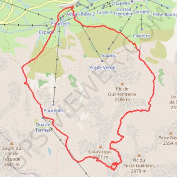 Itinéraire Le Pic des Quatre Termes - La Mongie, distance, dénivelé, altitude, carte, profil, trace GPS