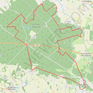 Itinéraire Les Écureuils du Domfrontais - L'étoile d'Andaine, distance, dénivelé, altitude, carte, profil, trace GPS