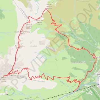 Itinéraire Moun Né, pic Wilson et soum de Picarré depuis le Campbasque, distance, dénivelé, altitude, carte, profil, trace GPS