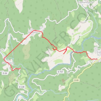 Itinéraire Cozzano sampolo, distance, dénivelé, altitude, carte, profil, trace GPS