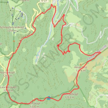 Itinéraire Sondernach Klintzkopf, distance, dénivelé, altitude, carte, profil, trace GPS