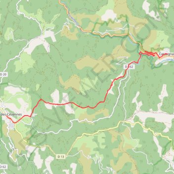 Itinéraire SPH : Cassagnas / Barre des Cévennes, distance, dénivelé, altitude, carte, profil, trace GPS