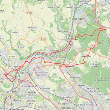 Itinéraire Forêt Isle Adam Randonnée, distance, dénivelé, altitude, carte, profil, trace GPS