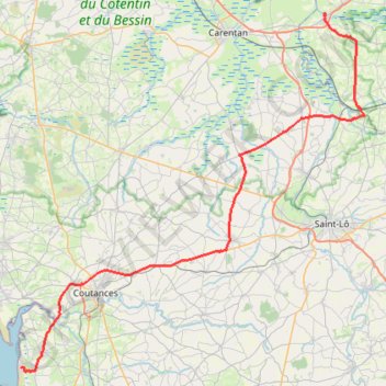 Itinéraire 1 Hautteville Isigny, distance, dénivelé, altitude, carte, profil, trace GPS