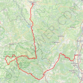 Itinéraire Le Puy-en-Velay - Pierrelatte, distance, dénivelé, altitude, carte, profil, trace GPS