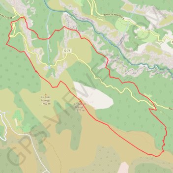 Itinéraire Le Grand Margès - Verdon, distance, dénivelé, altitude, carte, profil, trace GPS